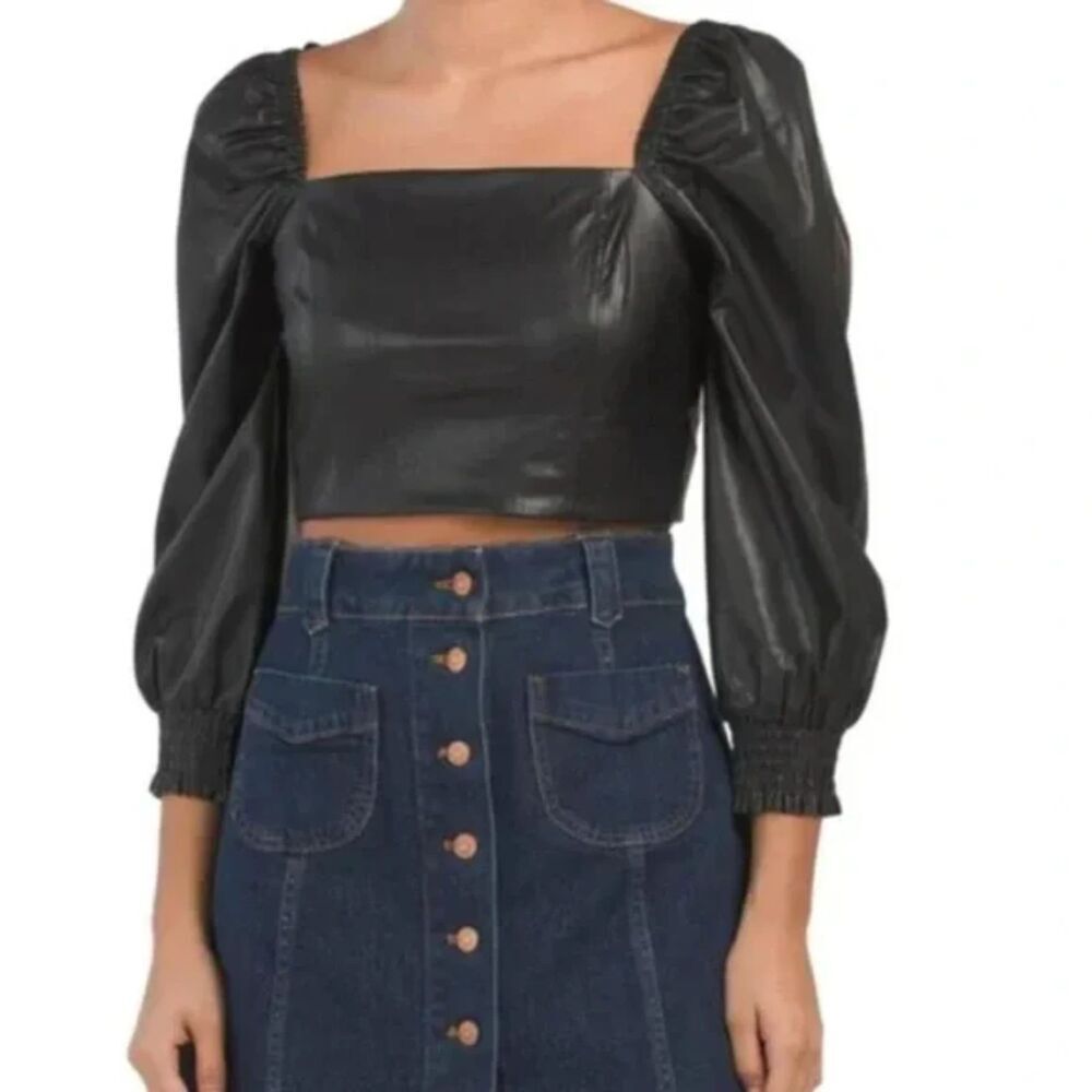NWT 7 For All Mankind Faux Leather Top